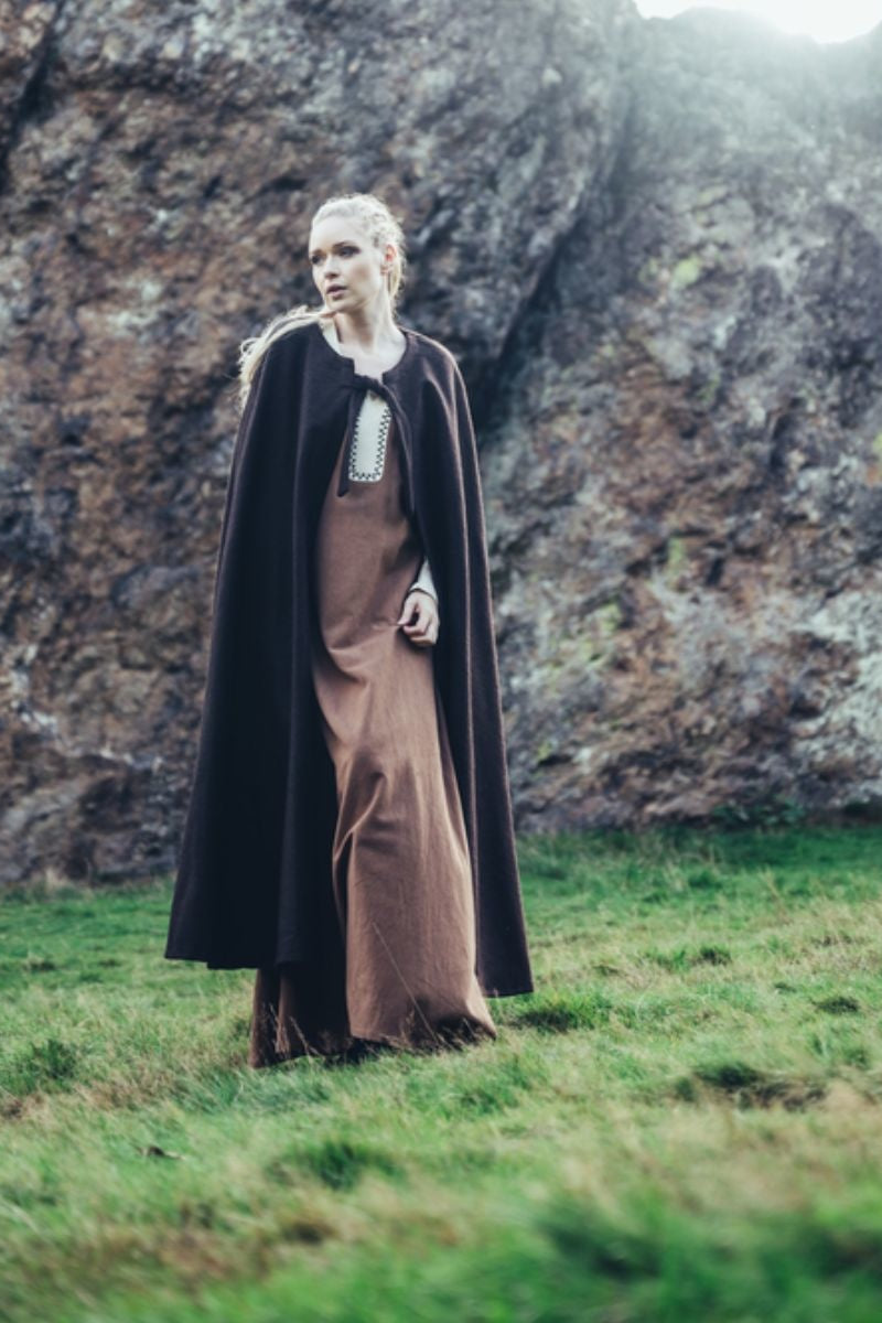 Middeleeuwse mantel Robin, wolmix, bruin