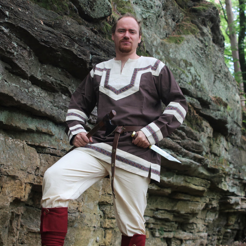 Leg wrappings Hredulf, red, wool mix