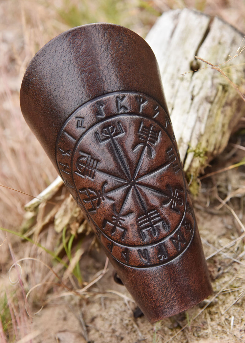 Vegvisir brazaletes de cuero, avambrazos 