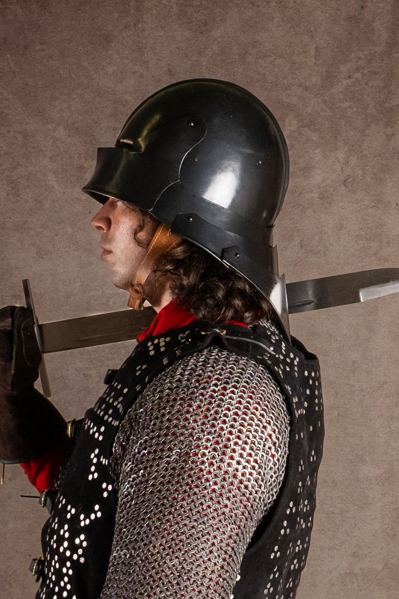 15e eeuwse sallet, zwart, 1.6 mm