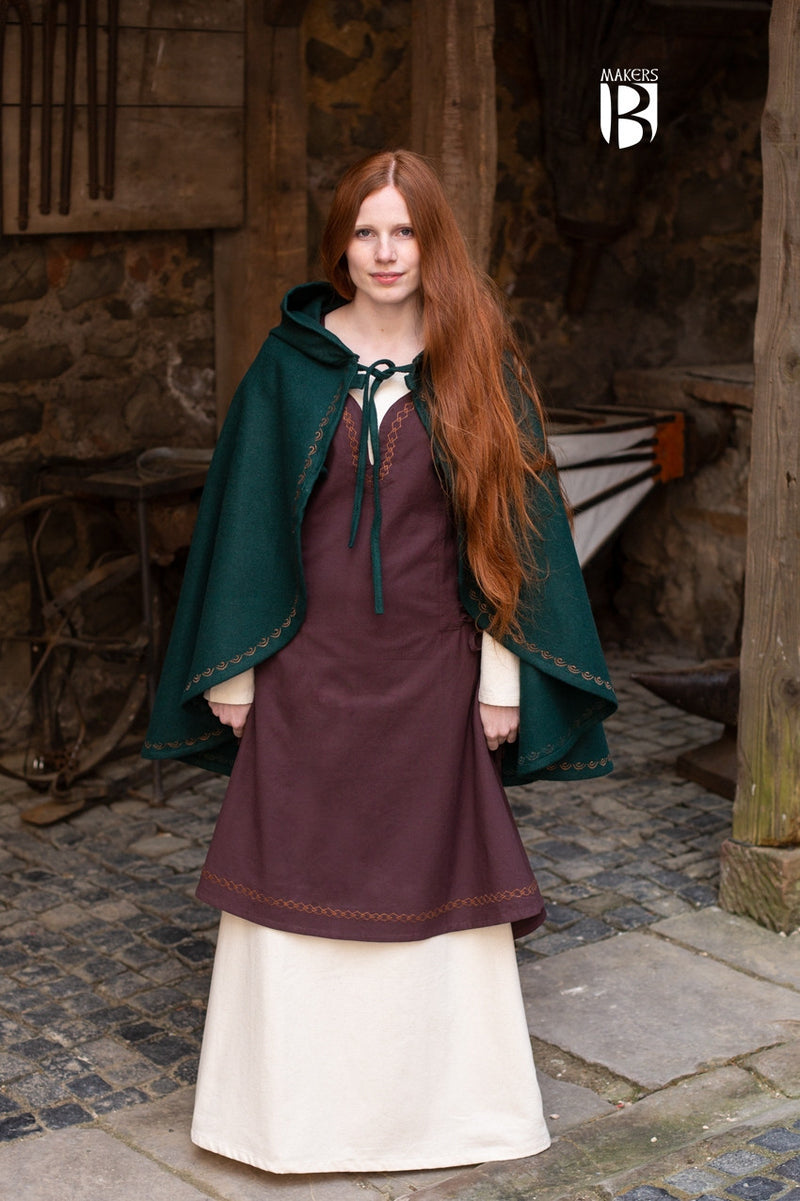 Peleryna Affra, mieszanka wełny, zielony 