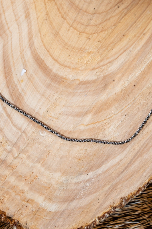 Zilveren schakelketting 46 cm, hout