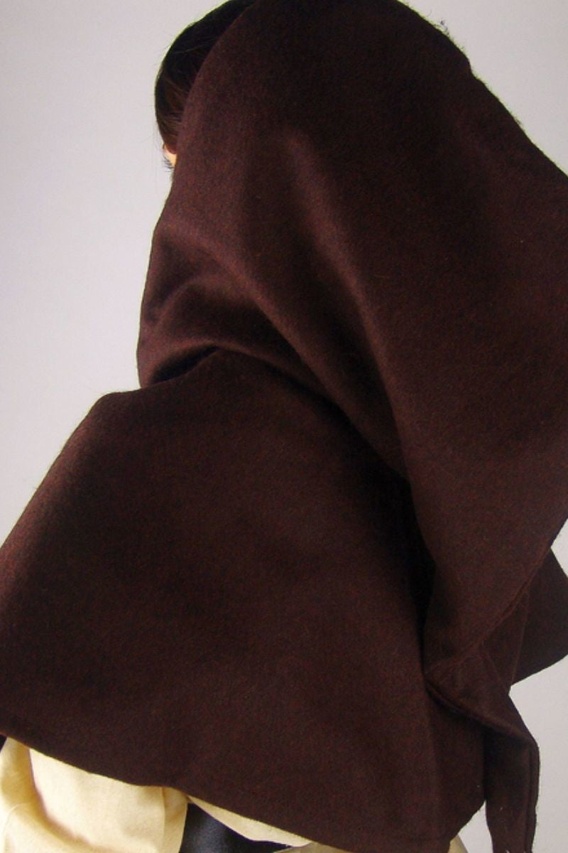 Cappuccio Terry, misto lana, marrone 