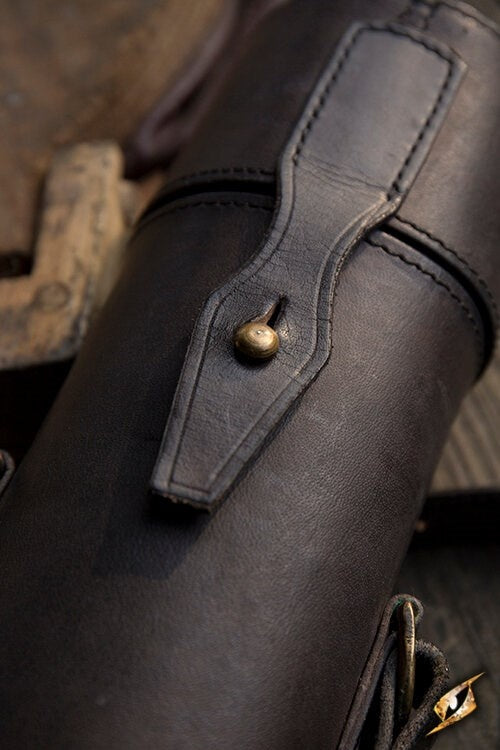 Leren houder voor flessen of boekrollen, zwart