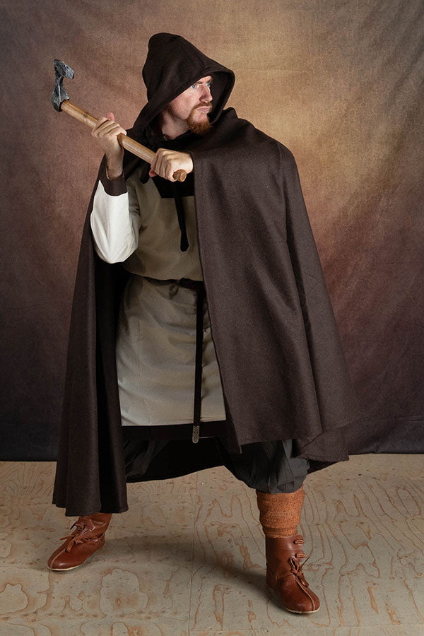 Mittelalterliche Mantel Karen, Wollmischung, braun 