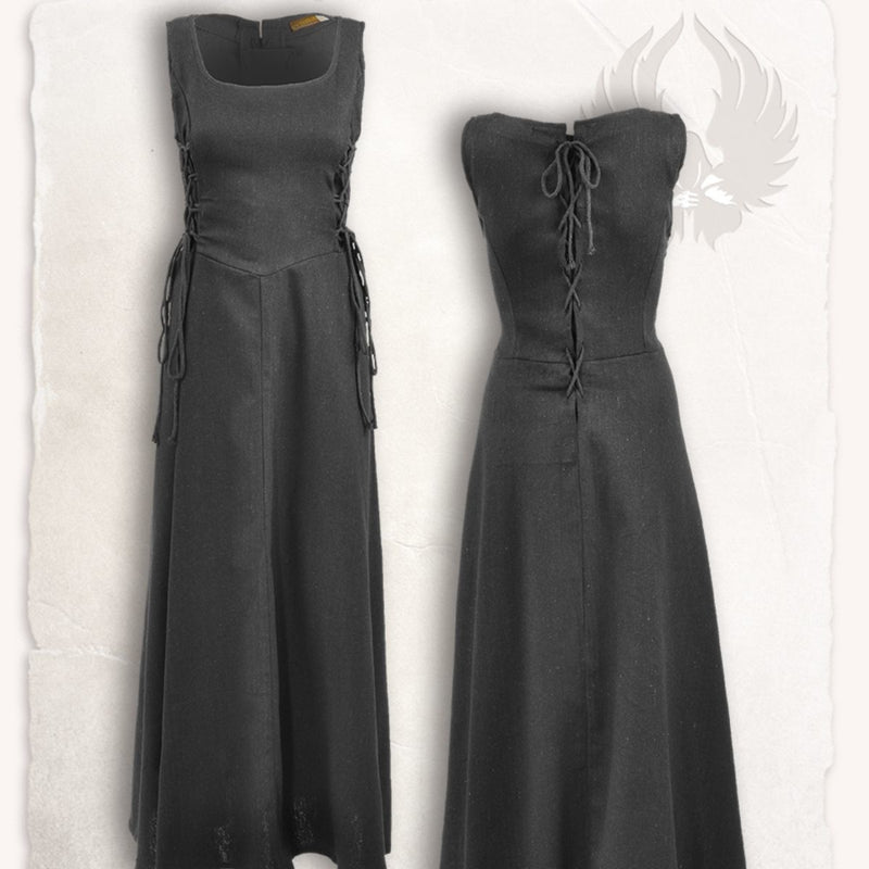 Middelalderlig surcot uma, sort