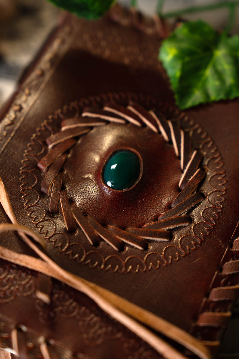 Leather book with stone
