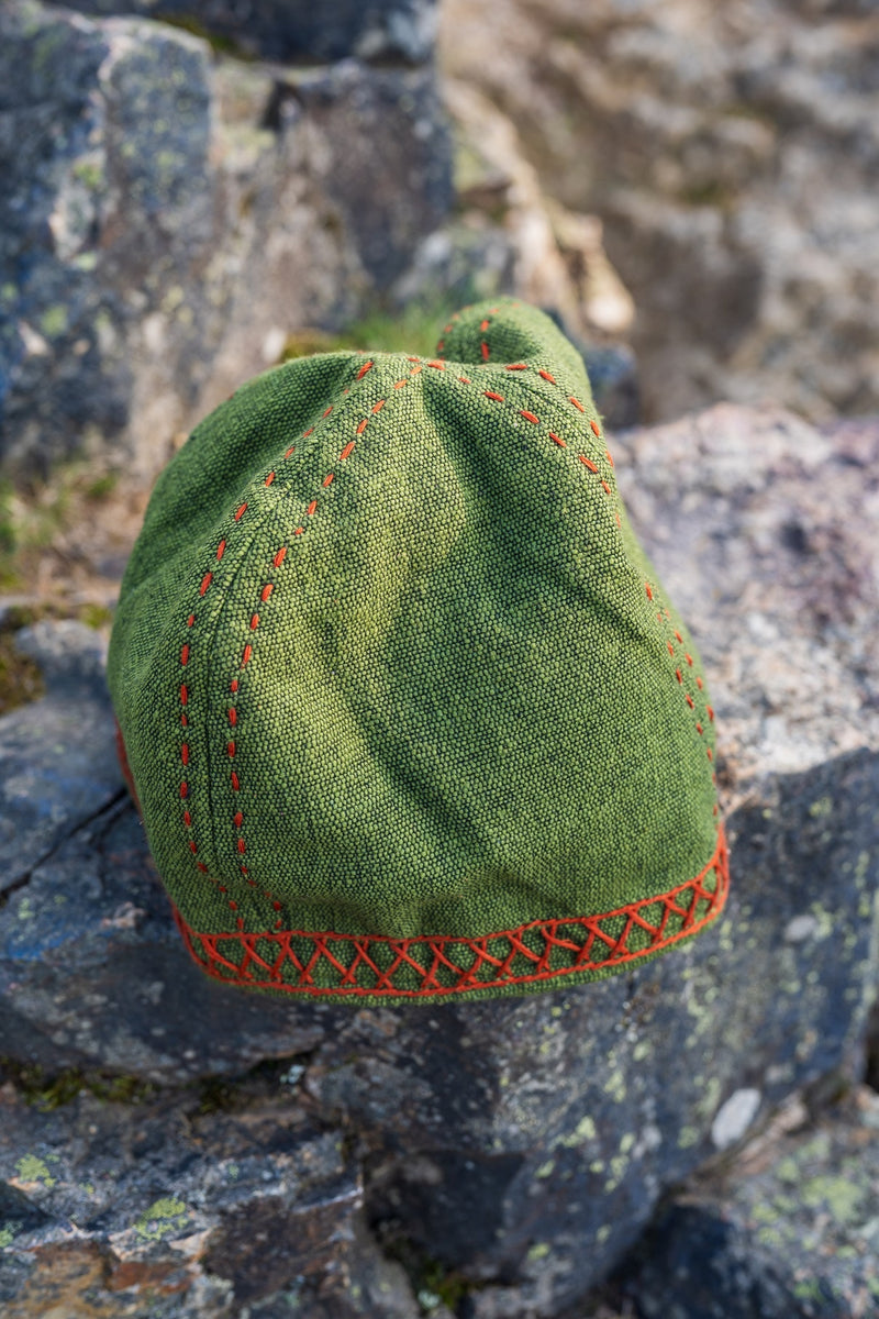 Geborduurde Viking muts Ulf, groen