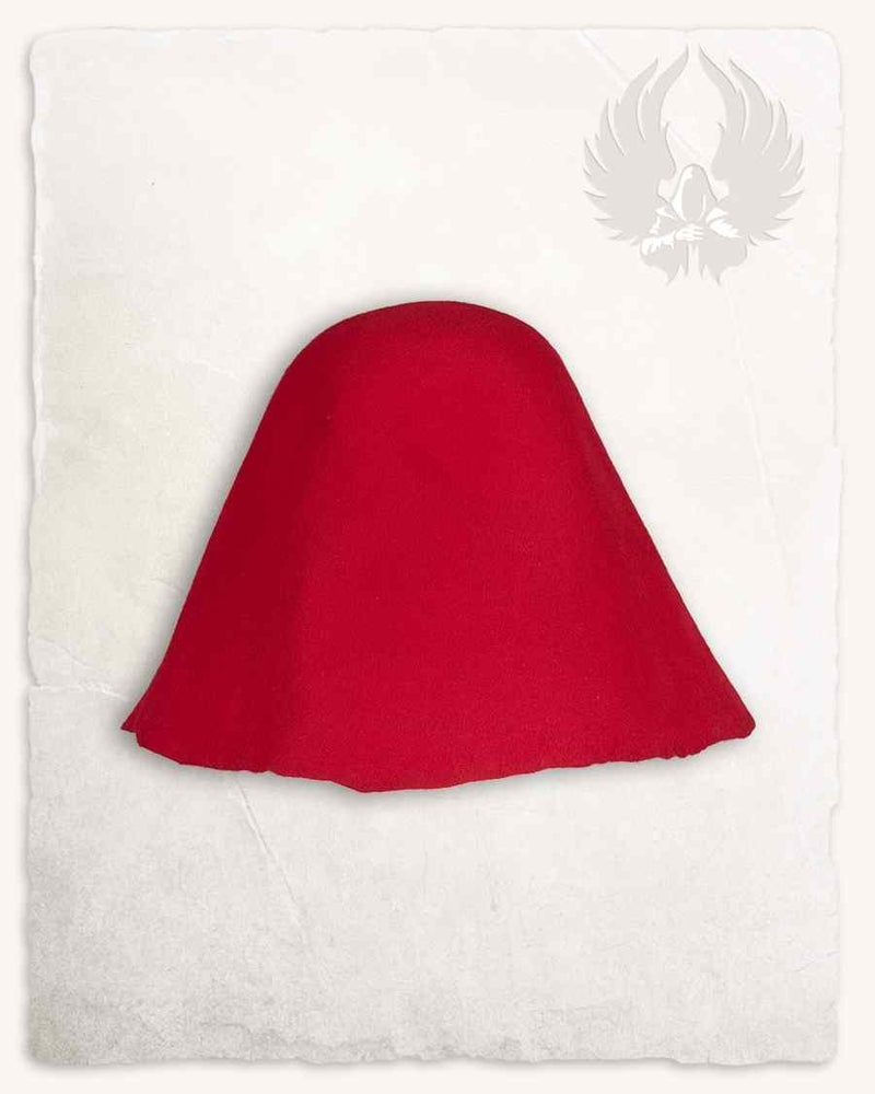 Medieval felt hat Bruno, red, wool mix