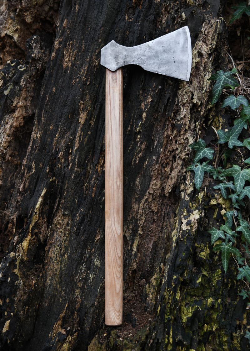 Vikingbijl, handgesmeed staal, type F, semi-scherp