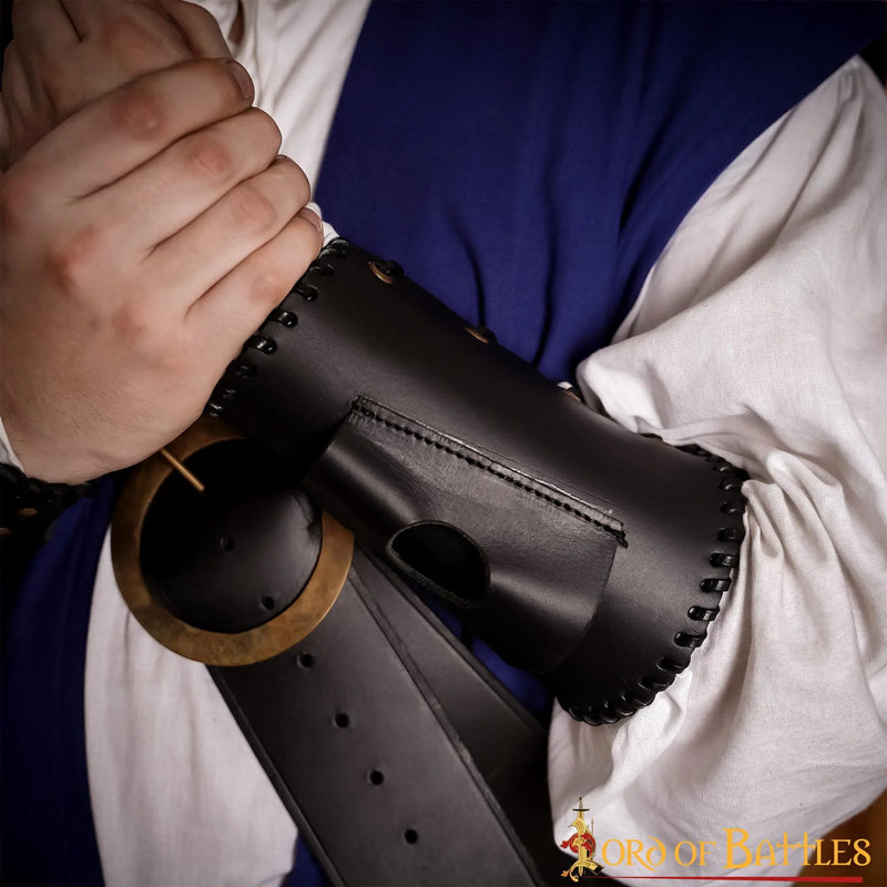 Lederarmarm mit Messerhalter, schwarz