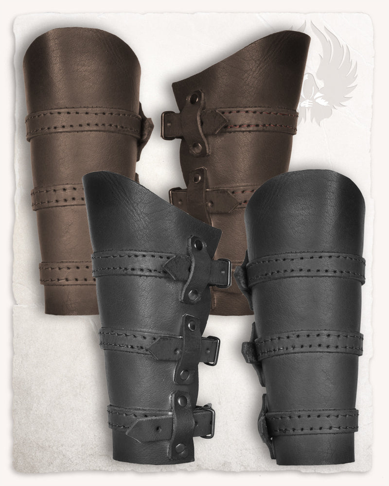 Leren bracers, onderarmbeschermers Simon, bruin