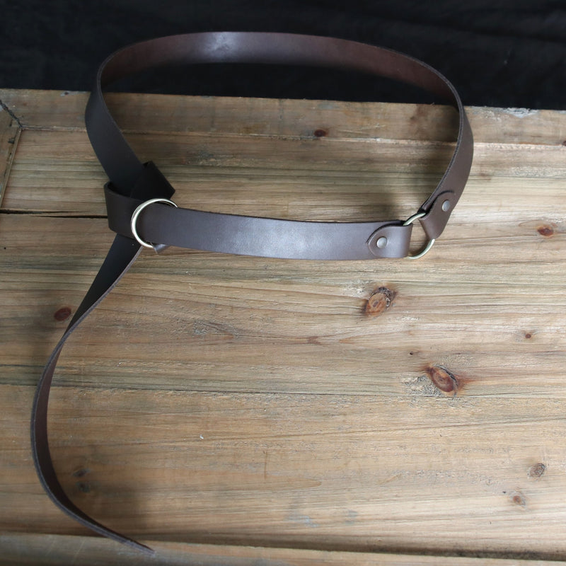Leren riem met ringsluiting, 165 cm, bruin