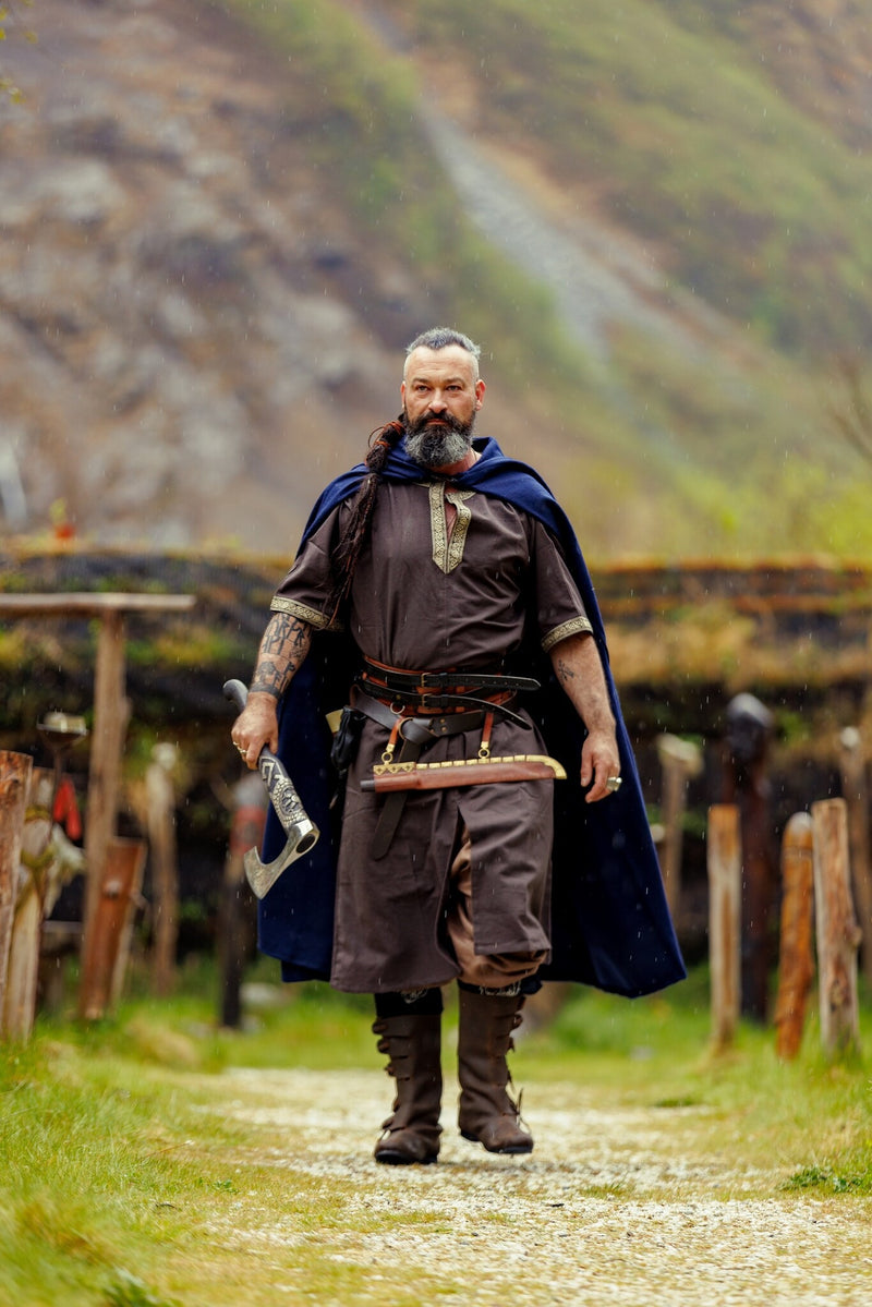 Keltische tuniek, korte mouwen, donkerbruin