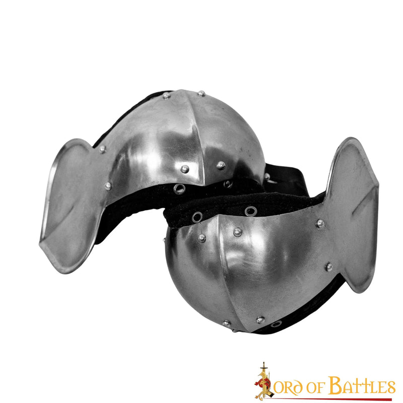 Medieval poleyns, knee cops with rondels, 1.6 mm