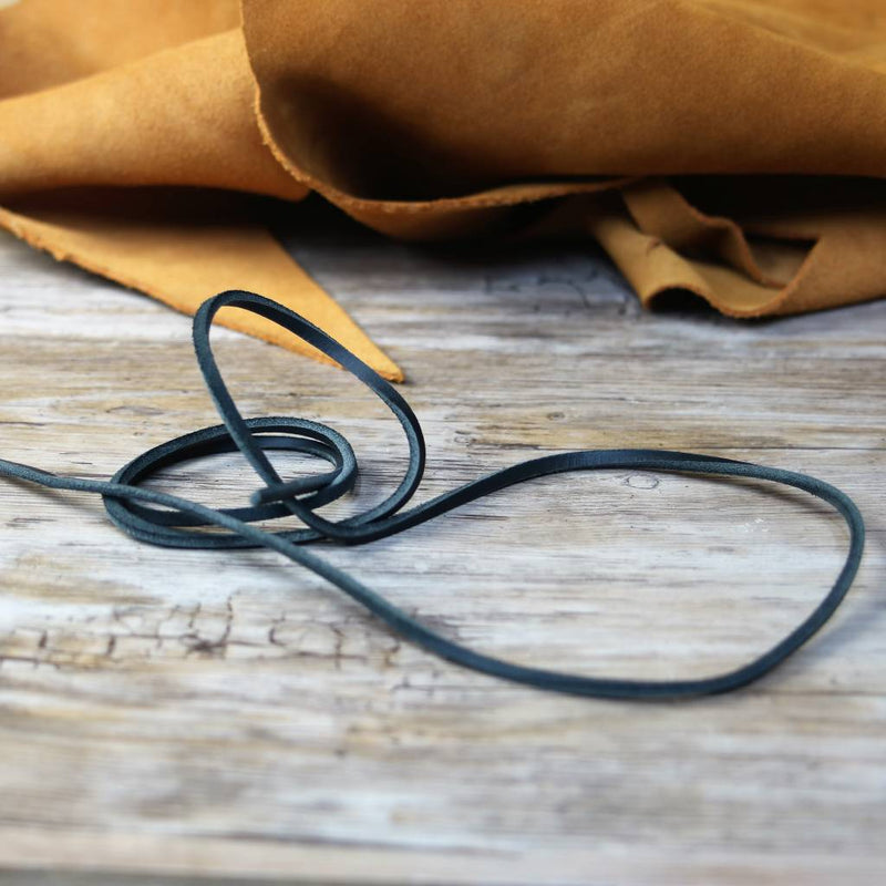 Lacet en cuir noir, 130 cm 