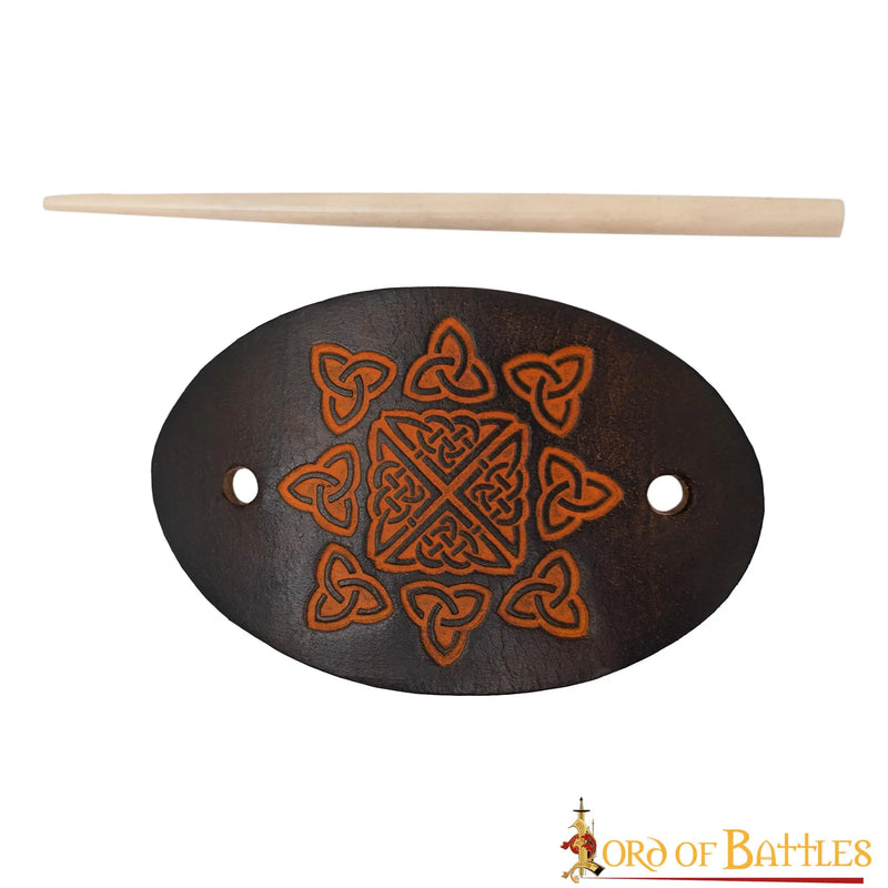 Épingle à cheveux avec nœuds celtiques, cuir 