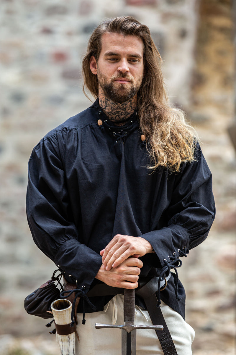 Chemise médiévale Bernard, noir 