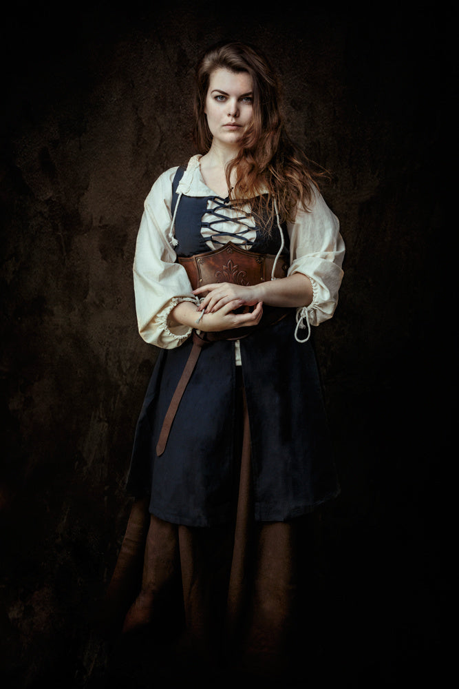 Middeleeuwse overjurk Leandra, blauw