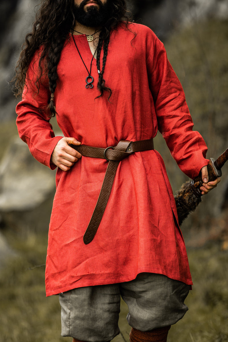 Wikinger -Tunika -Halvar -Leinen, rot