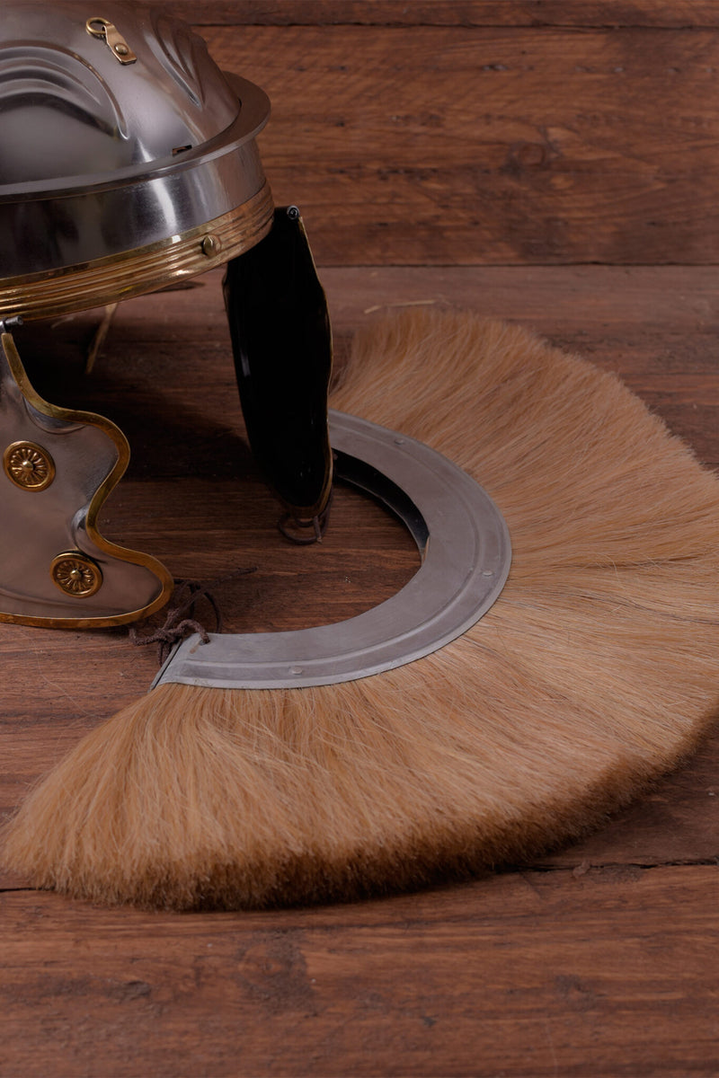 Romeinse helmkam, wit, metalen onderkant