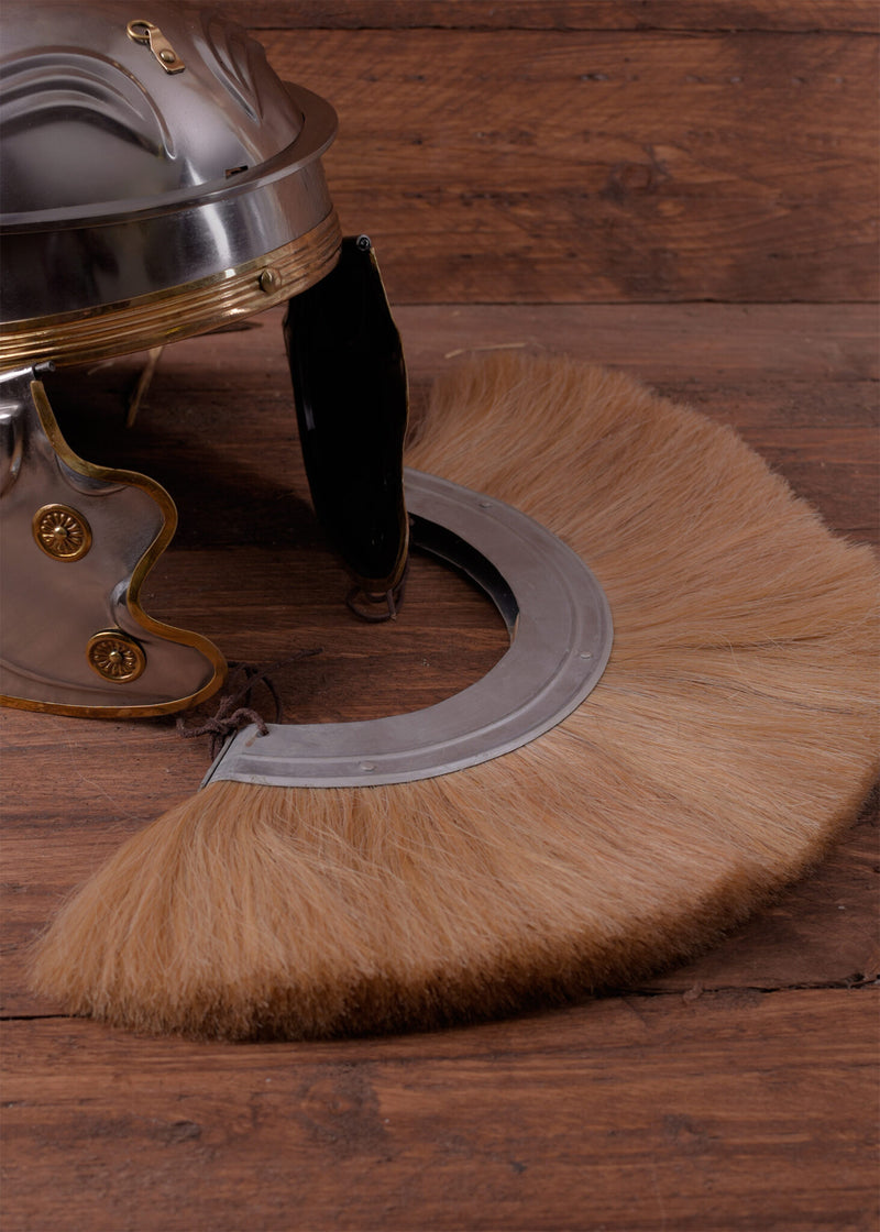 Romeinse helmkam, wit, metalen onderkant