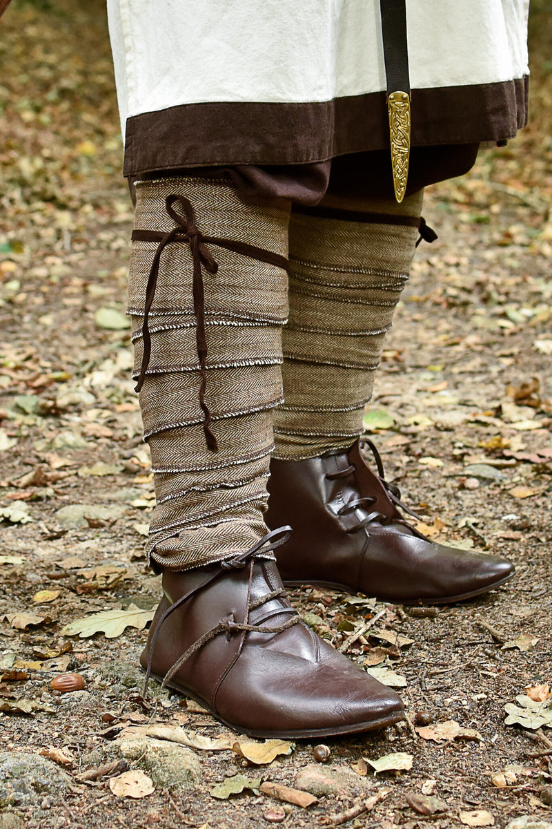 Beenwindsels met visgraatmotief, bruin-crème