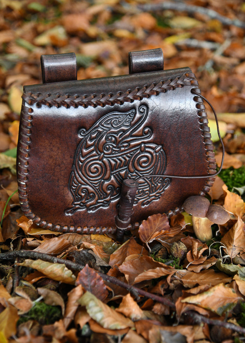 Læderpose med drage