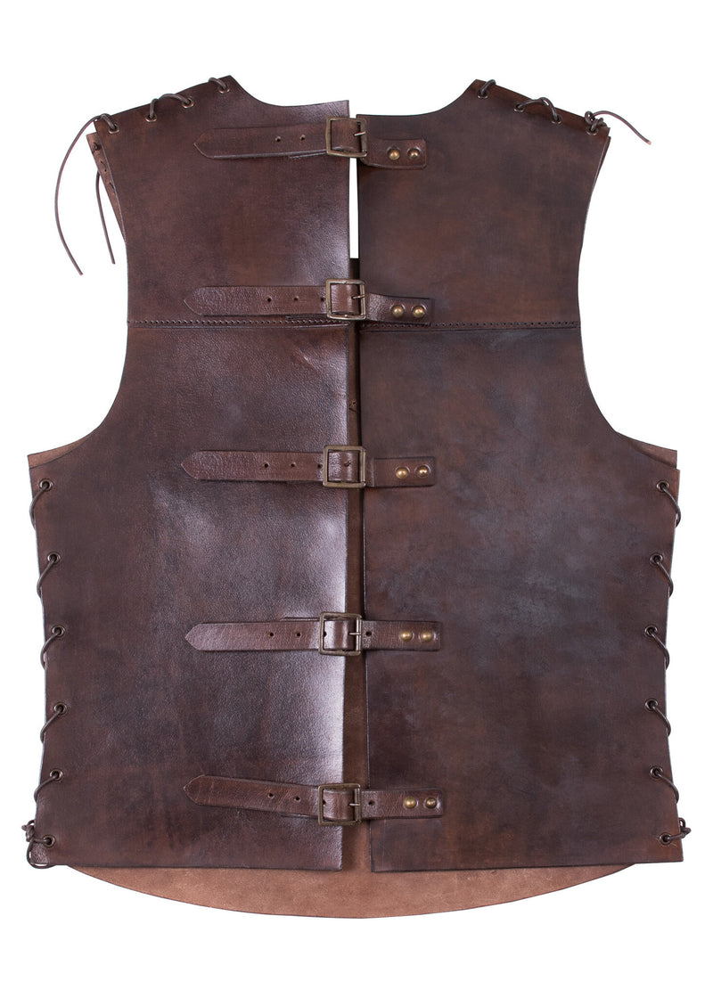 Skórzana pantera piersi z krzyżem, brązowy