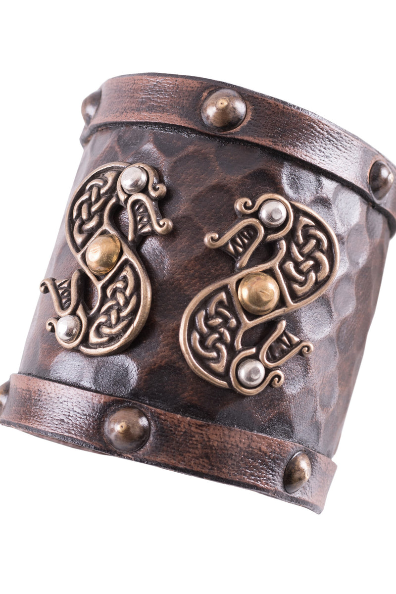 Vikingarmband met draken, leer