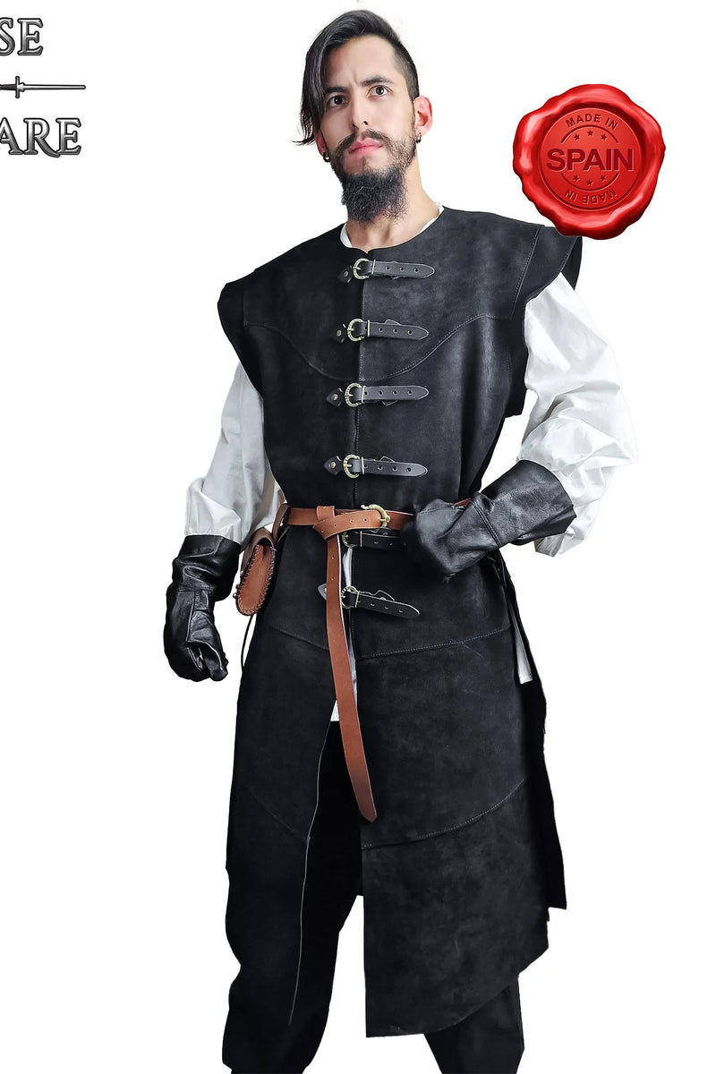 16e-17e eeuwse leren jas, zwart