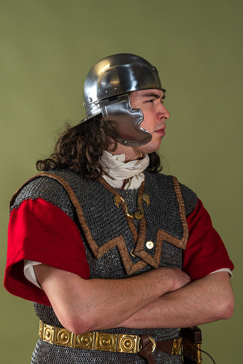 Roman lorica hamata, mixed flat rings - round rivets, 9 mm