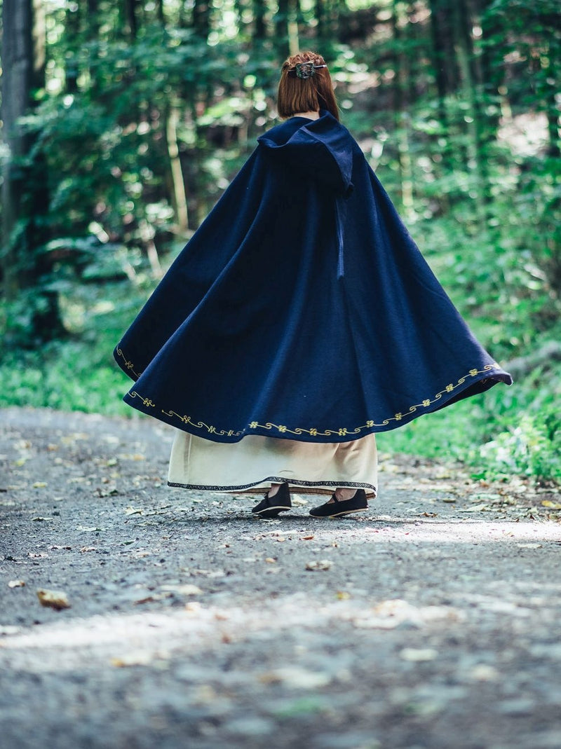 Cloak Ceridwen, wool blend, blue