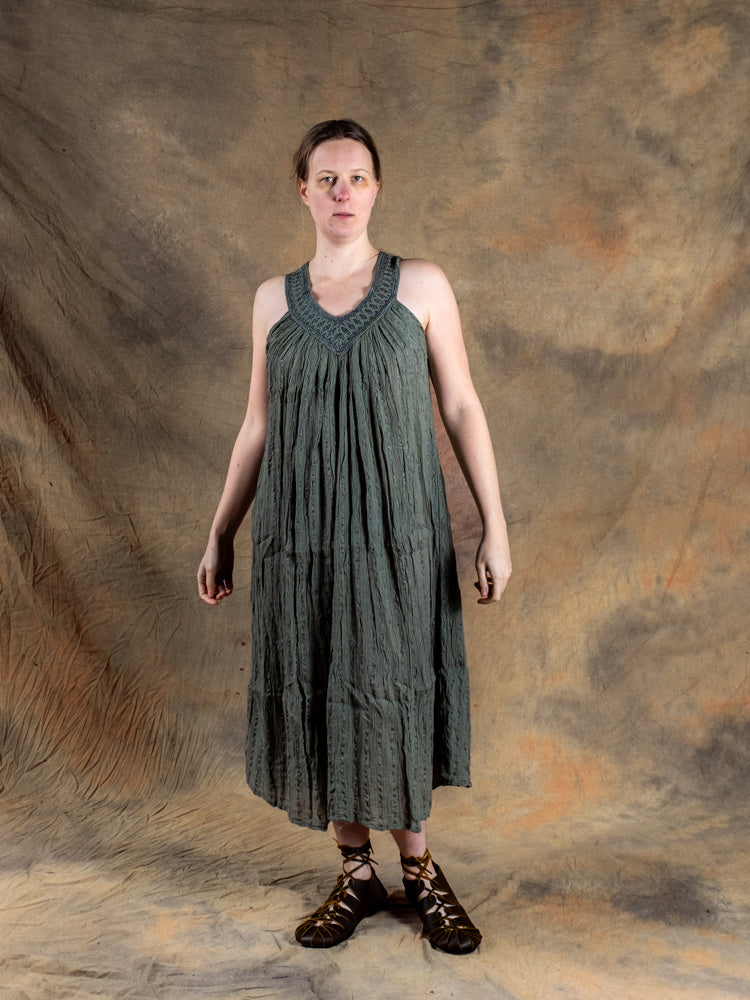 Godinnen Jurk Hera, natuurgroen