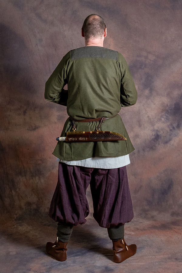 Rusvik Viking broek Borys, vissegraatmotief, wolmix, bordeauxrood