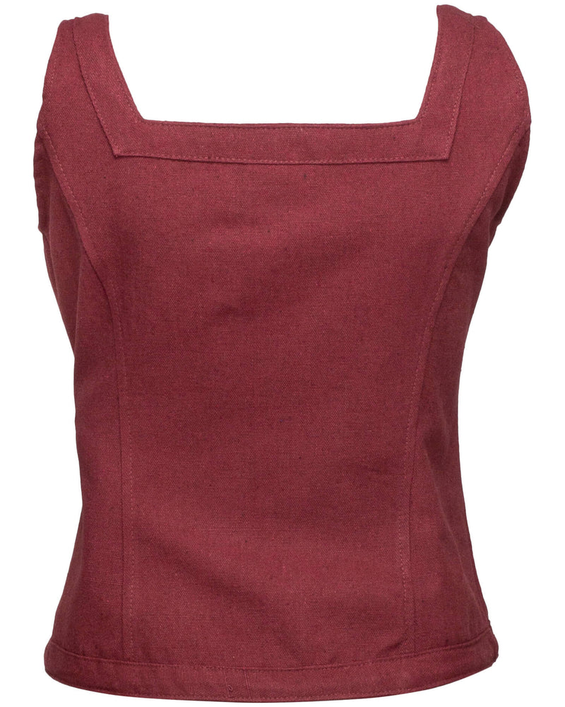 Medeltida livstycke Ursula, bomull, bordeauxröd 