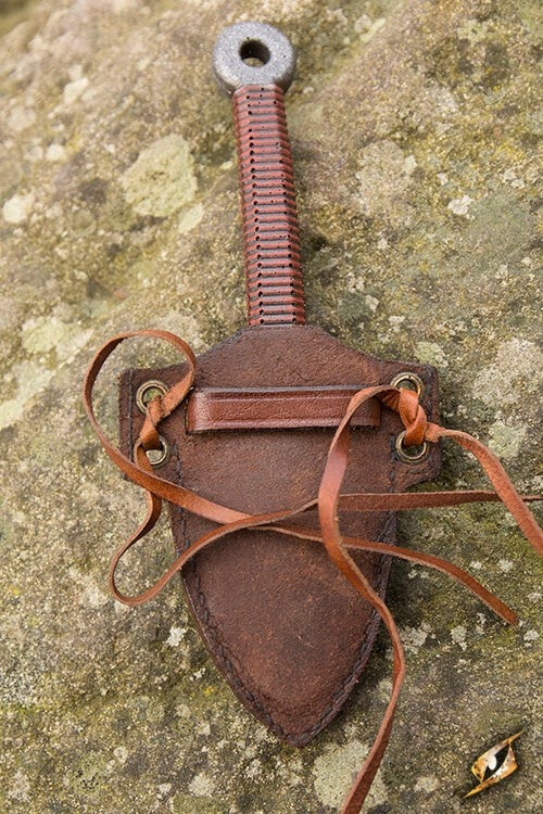 LARP Kunai mes met houder, bruin