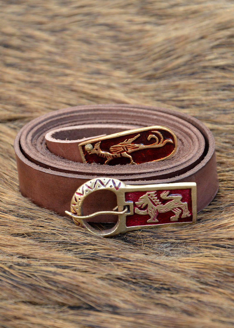 Geëmailleerde middeleeuwse riem, 165 cm, bruin