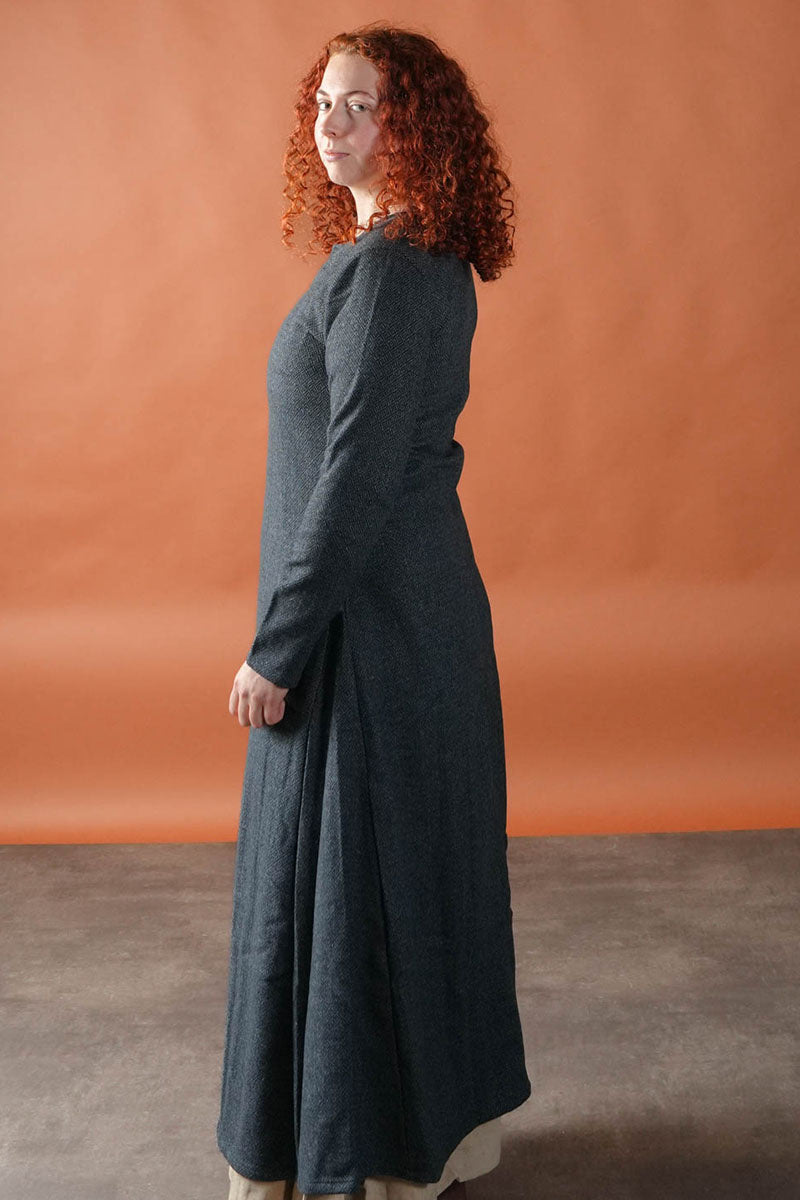 Viking kjole Sigrun, diamant twill, uldblanding, blå-sort 