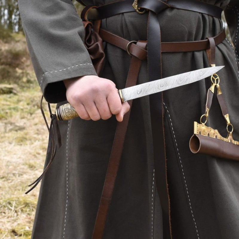 Tuniek Kragelund handgestikte afwerking, olijfgroen