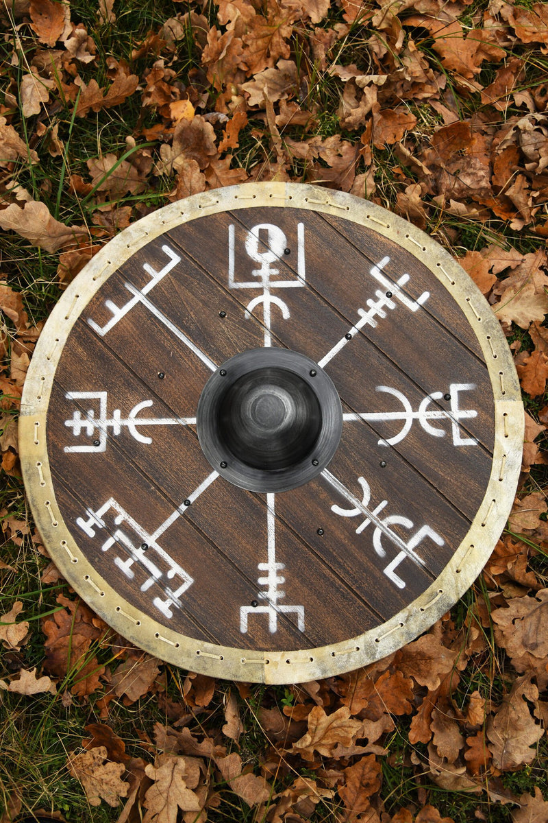 Viking schild Vegvisir met rawhide