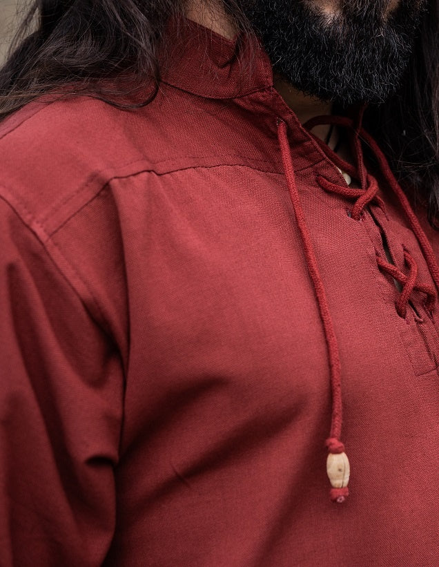 Middeleeuws hemd met korte mouwen, rood