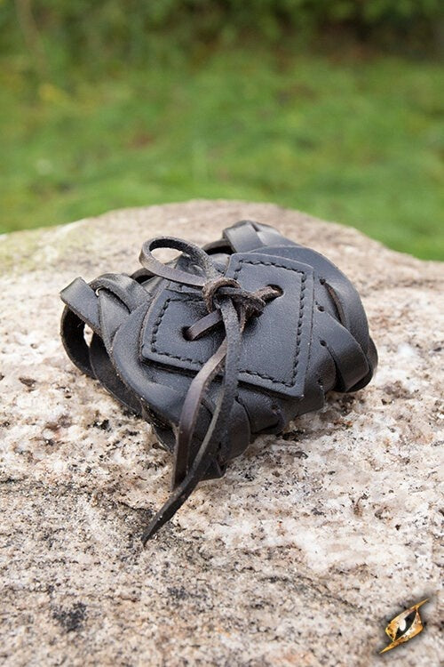 Flettet armbånd, sort, læder 