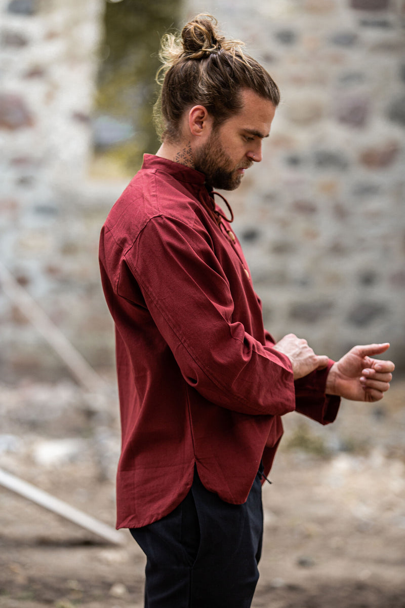 Handgeweven overhemd, rood