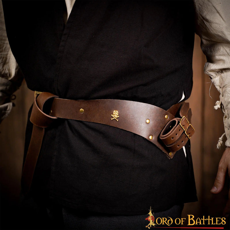 Pirate belt with sword holder, 157 cm, brown
