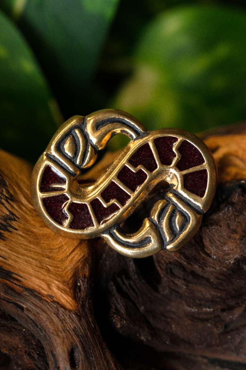 S-formet langobardisk fuglebroche, bronze 