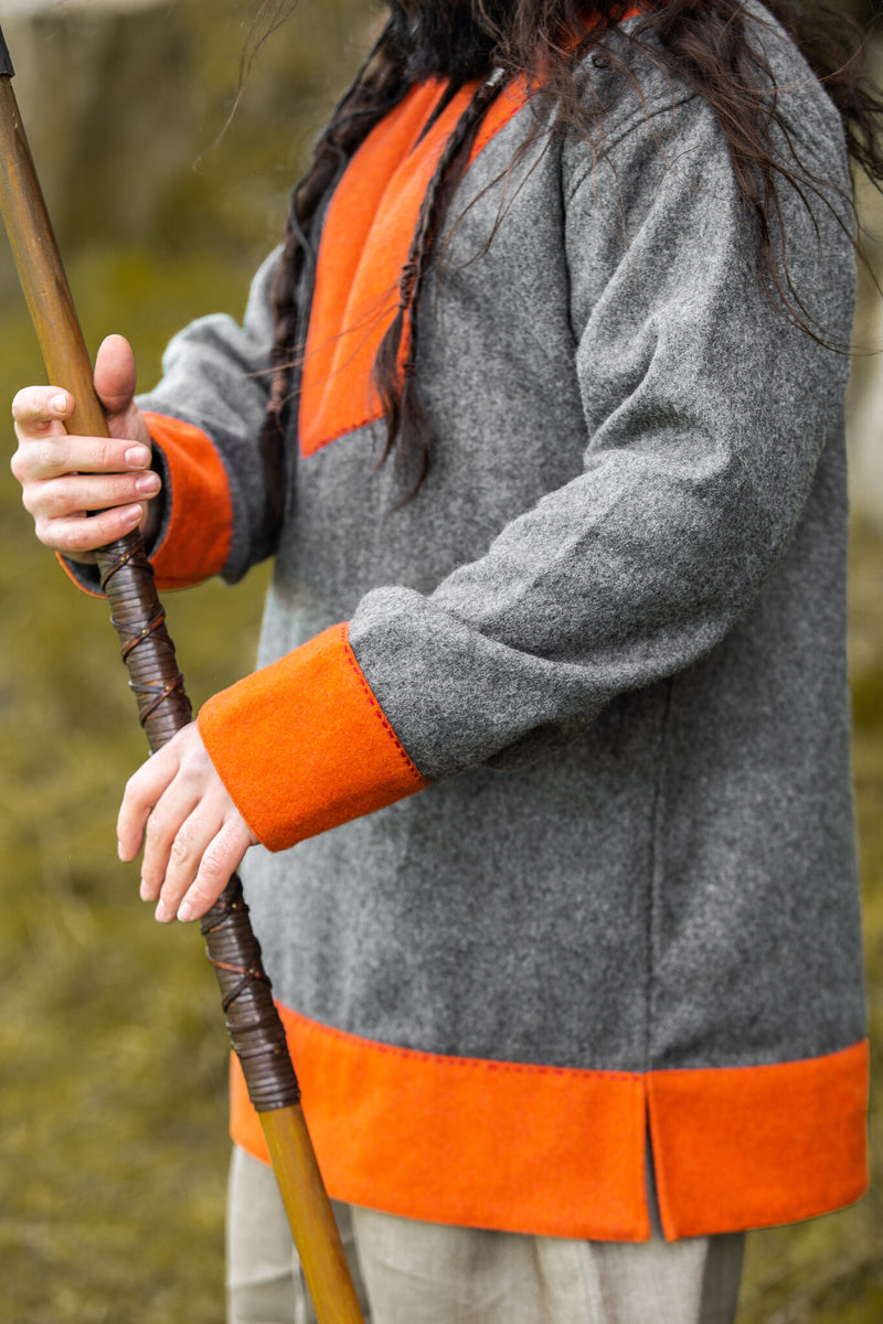 Viking tuniek Roland, grijs, wolmix