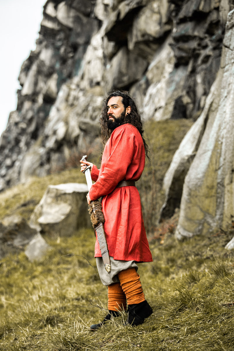 Wikinger -Tunika -Halvar -Leinen, rot