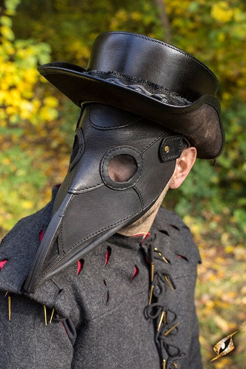 Leather mask plague doctor, black