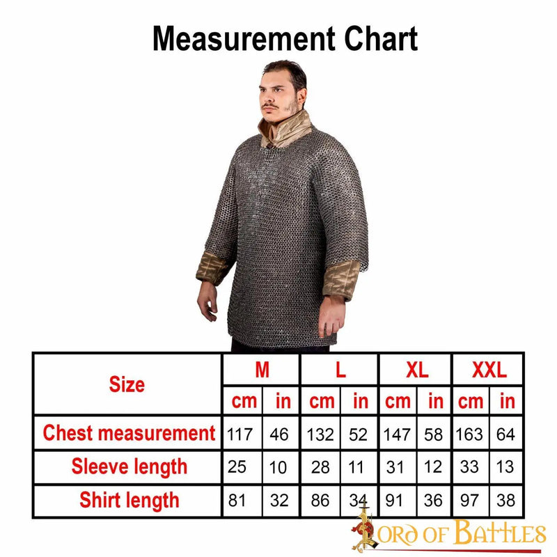 Maliën haubergeon, gemixte platte ringen, ronde klinknagels, 9mm